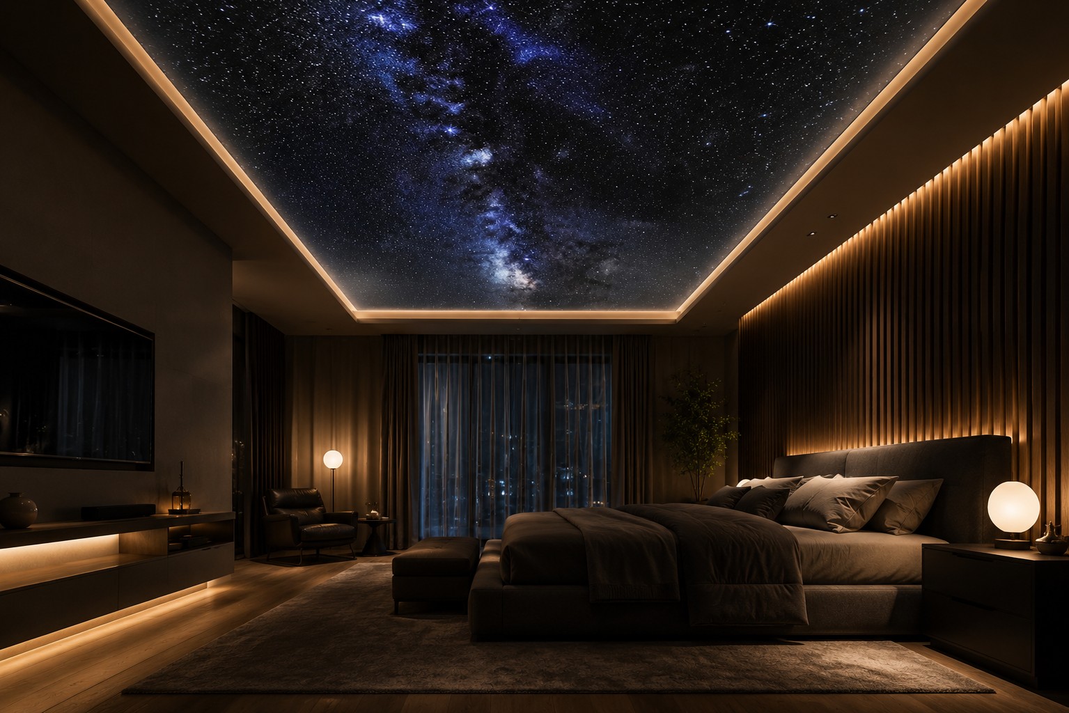 Camera da letto premium con cielo stellato scenografico